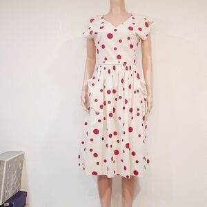 YOU Babes II By Fritzi Vintage Red White Polka Dot Skirt & Shirt Set Juniors 7